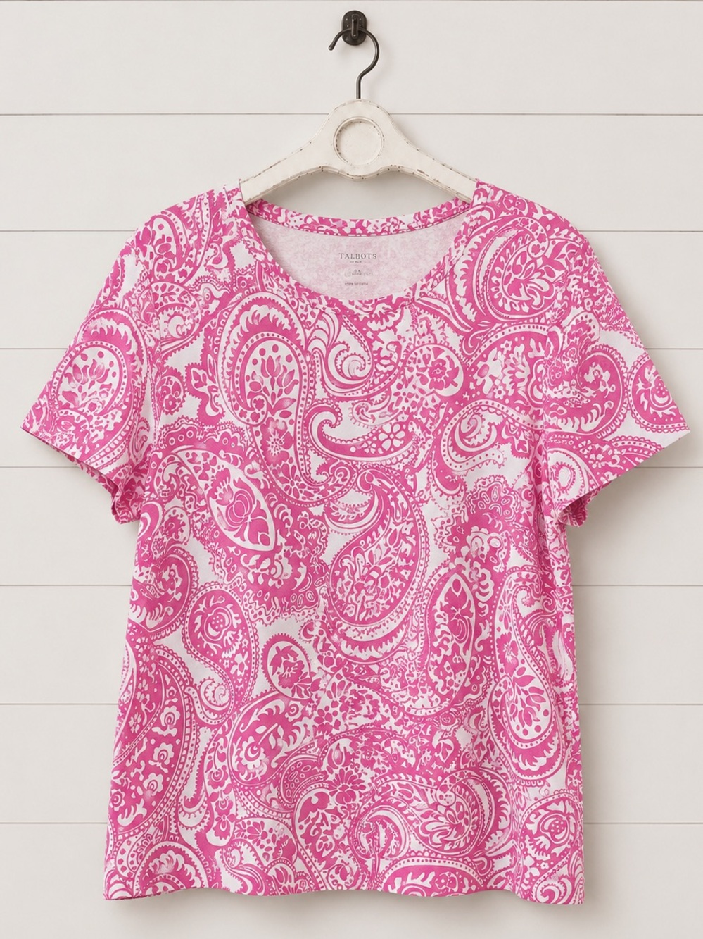 Talbots Pink Paisley Crewneck Short-Sleeve Tee